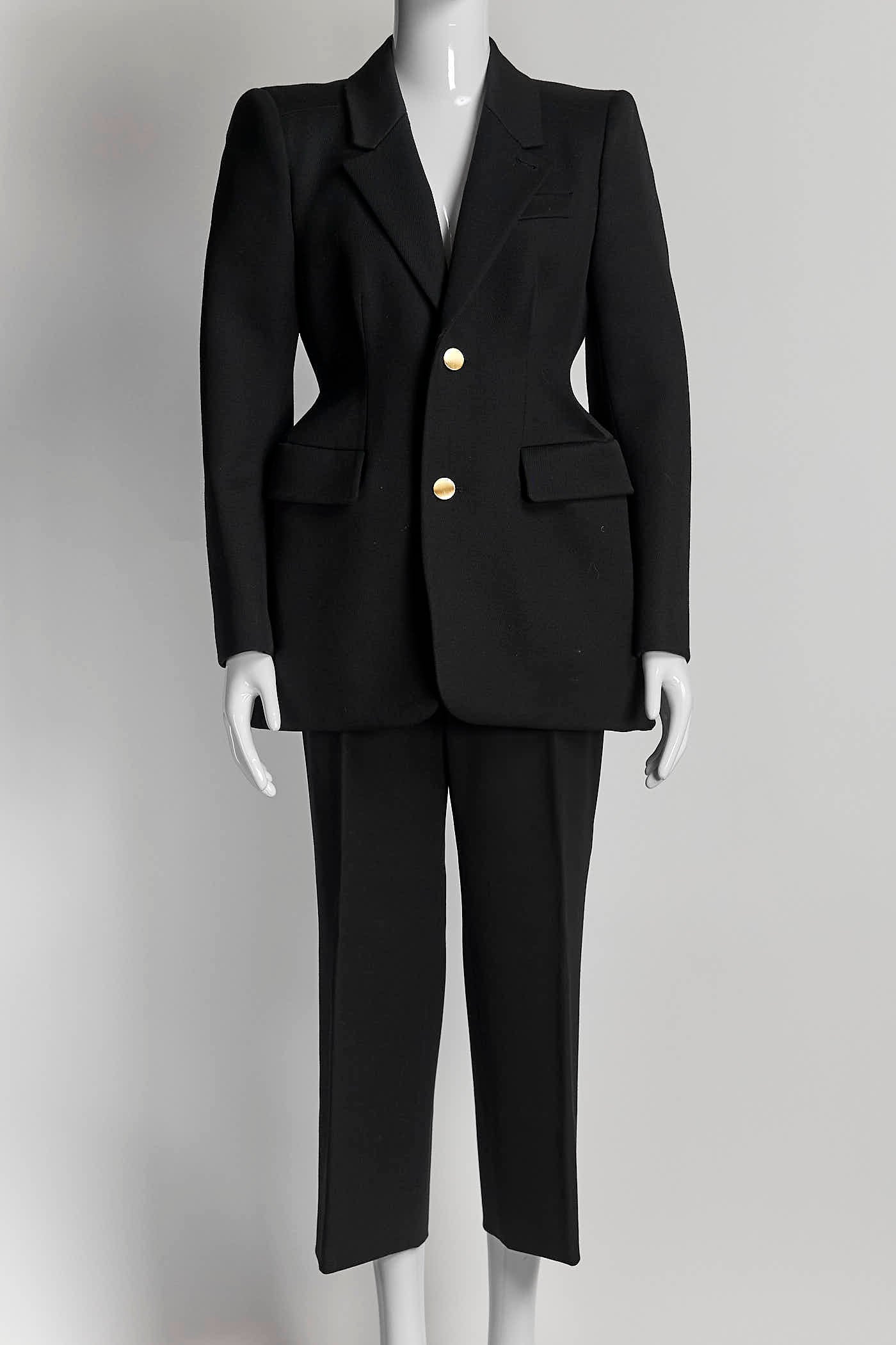 Balenciaga Hourglass Black Blazer/Trouser Suit 38