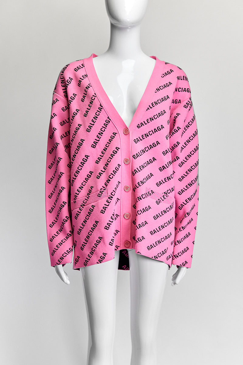 Balenciaga Pink Logo Cardigan S