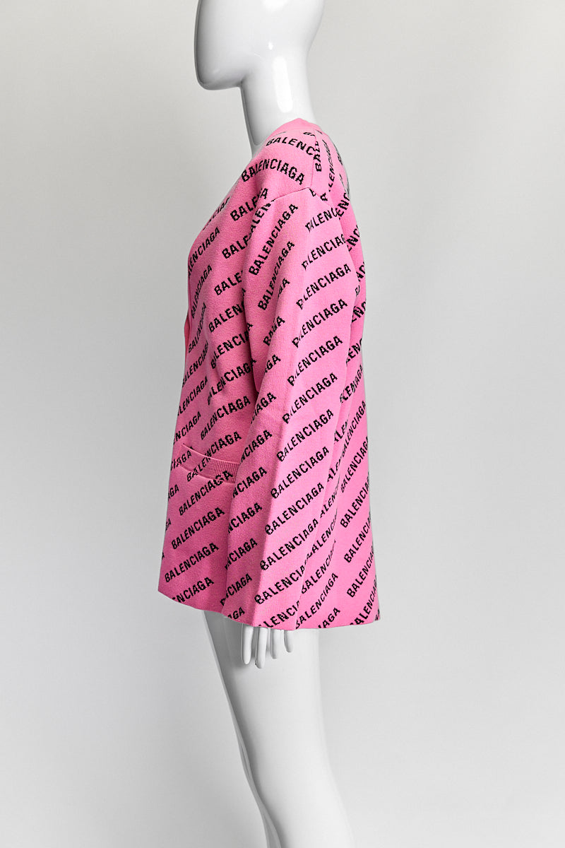 Balenciaga Pink Logo Cardigan S