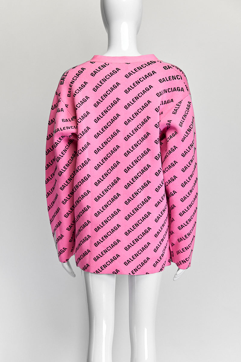 Balenciaga Pink Logo Cardigan S