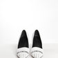 Balenciaga White Heels with Logo Printed on Fringe Toe 38.5