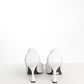 Balenciaga White Heels with Logo Printed on Fringe Toe 38.5