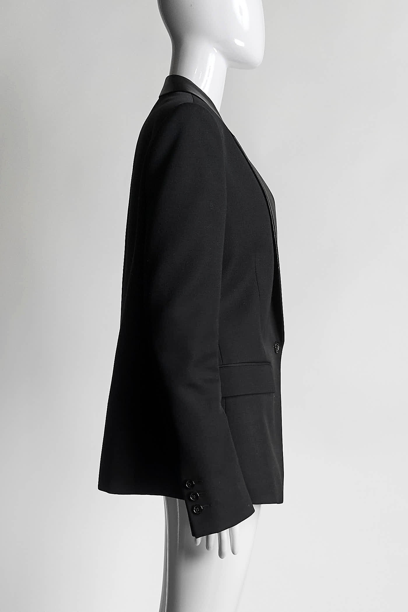 Balmain Black Blazer with Leather Collar 40