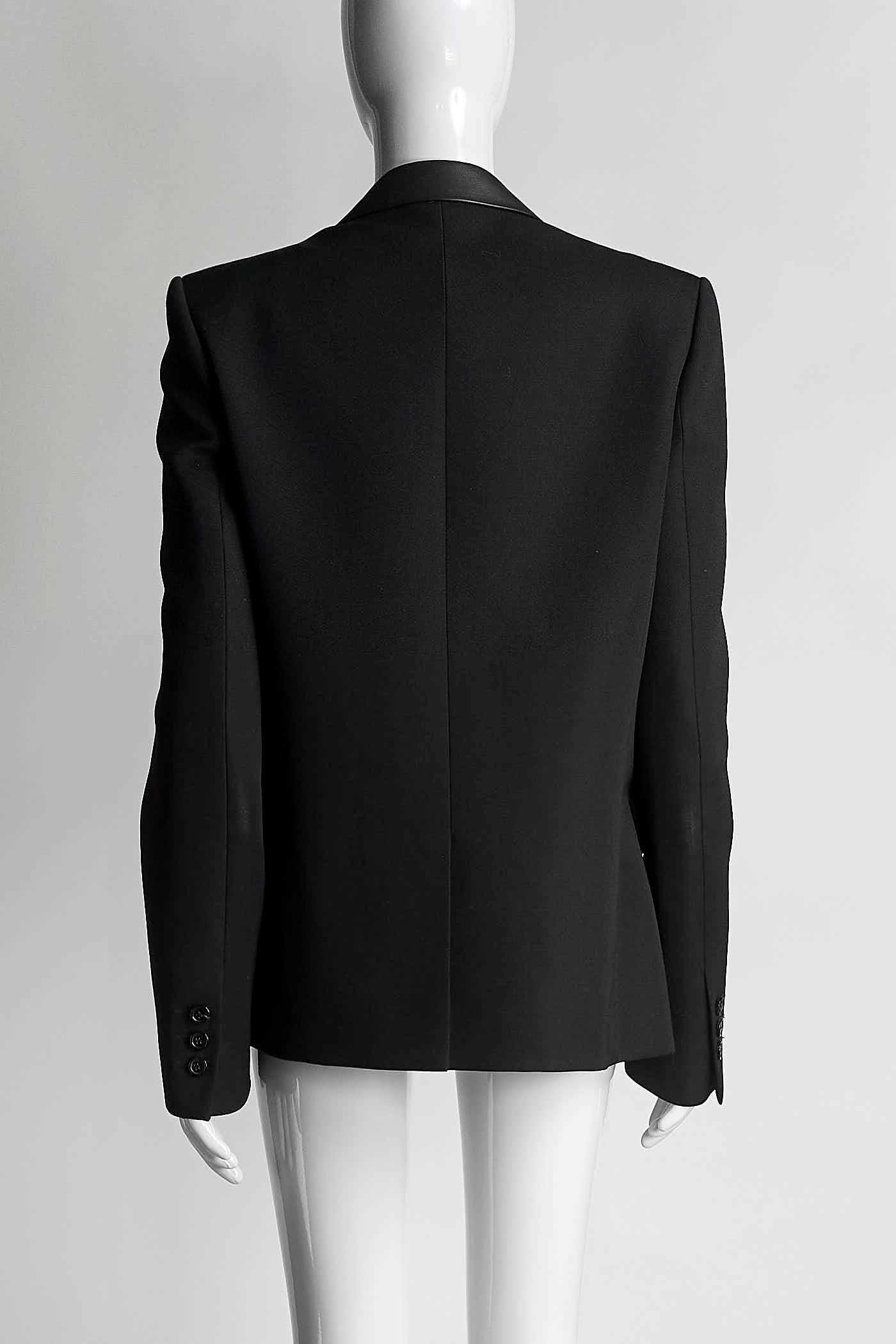 Balmain Black Blazer with Leather Collar 40