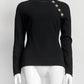 Balmain Black Kint Top with Gold Buttons 38