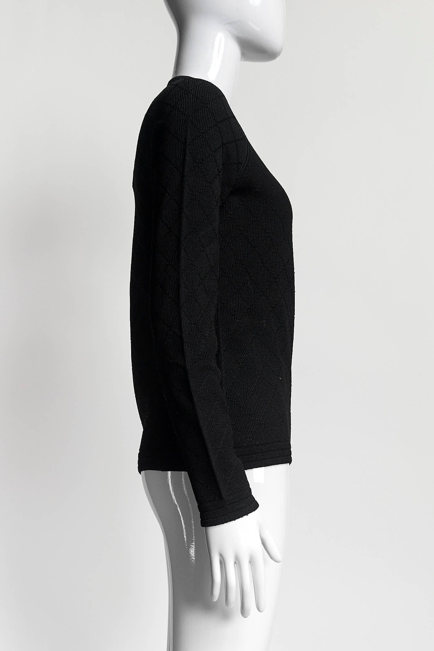 Balmain Black Kint Top with Gold Buttons 38