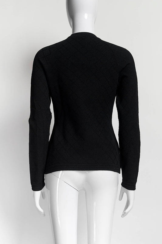 Balmain Black Kint Top with Gold Buttons 38