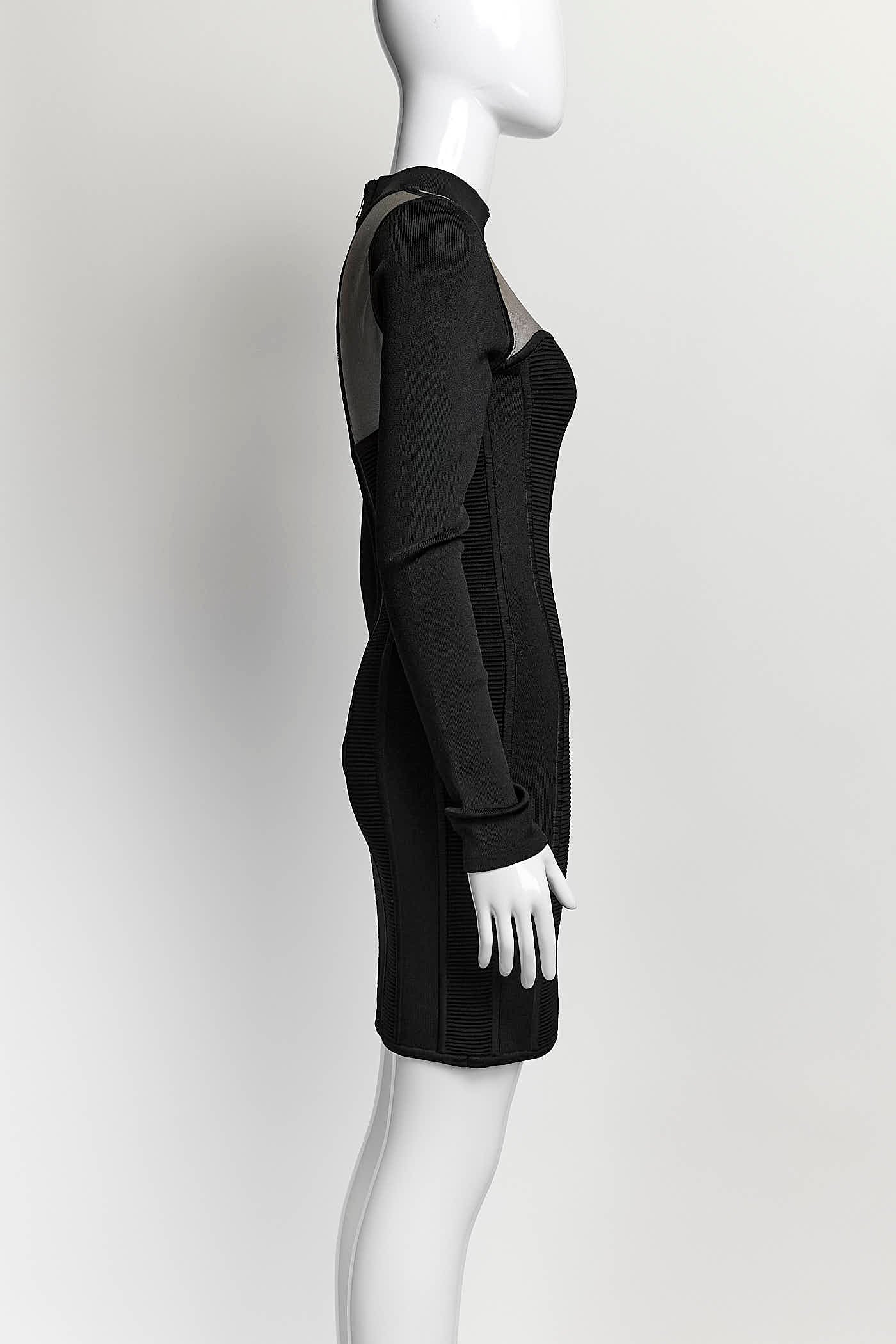 Balmain Black Mesh Mini Dress 34