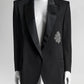 Balmain Black Wool Single-Breasted Blazer with Patch 40