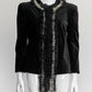 Balmain High Pagoda Shoulder Black Embellished Velvet Blazer IT 40