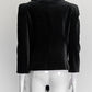 Balmain High Pagoda Shoulder Black Embellished Velvet Blazer IT 40