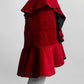 Balmain Ruffled Red Velvet Skirt 38
