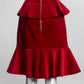 Balmain Ruffled Red Velvet Skirt 38