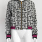 Balmain White with Black Monogram Hoodie Jacket M
