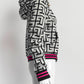 Balmain White with Black Monogram Hoodie Jacket M