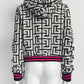 Balmain White with Black Monogram Hoodie Jacket M