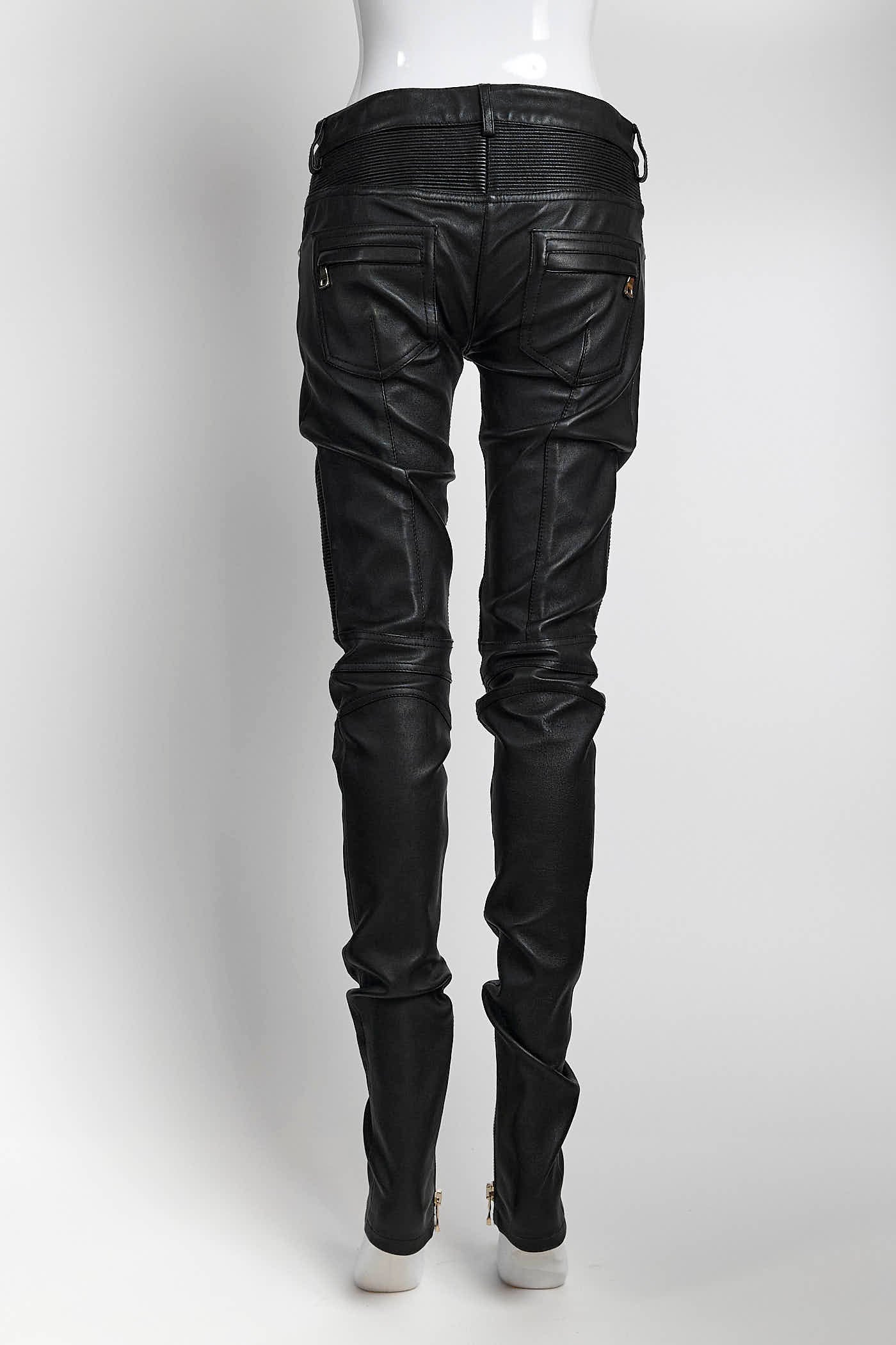 Balmain Zip-detail Leather Skinny Pant 36