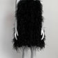 Black Feather Trim Dress L