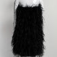 Black Feather Trim Dress L