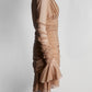 Blumarine Camel Ruched mini Dress 44