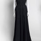 Bottega Veneta Black Long Gown with Gold Stitching Detail 40