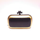 Bottega Veneta Gilded Waxed Leather Knot Clutch Gold Black