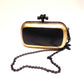 Bottega Veneta Gilded Waxed Leather Knot Clutch Gold Black