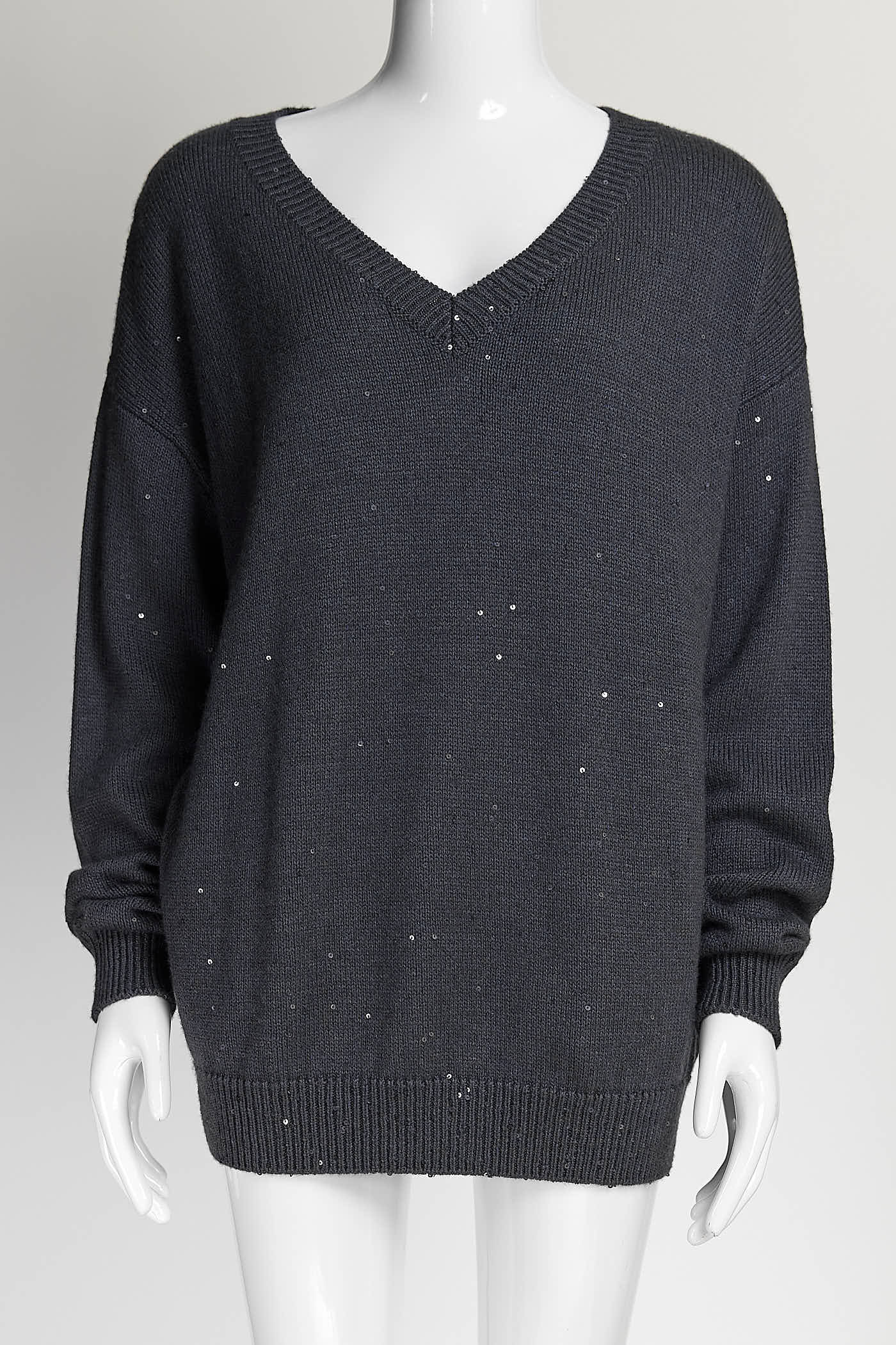 Brunello Cucinelli Blue Sequin Casmere Sweater M