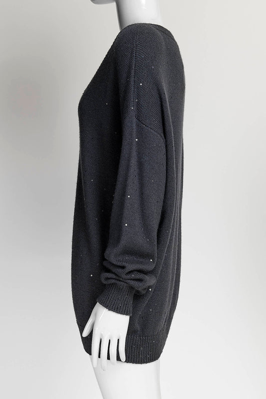 Brunello Cucinelli Blue Sequin Casmere Sweater M