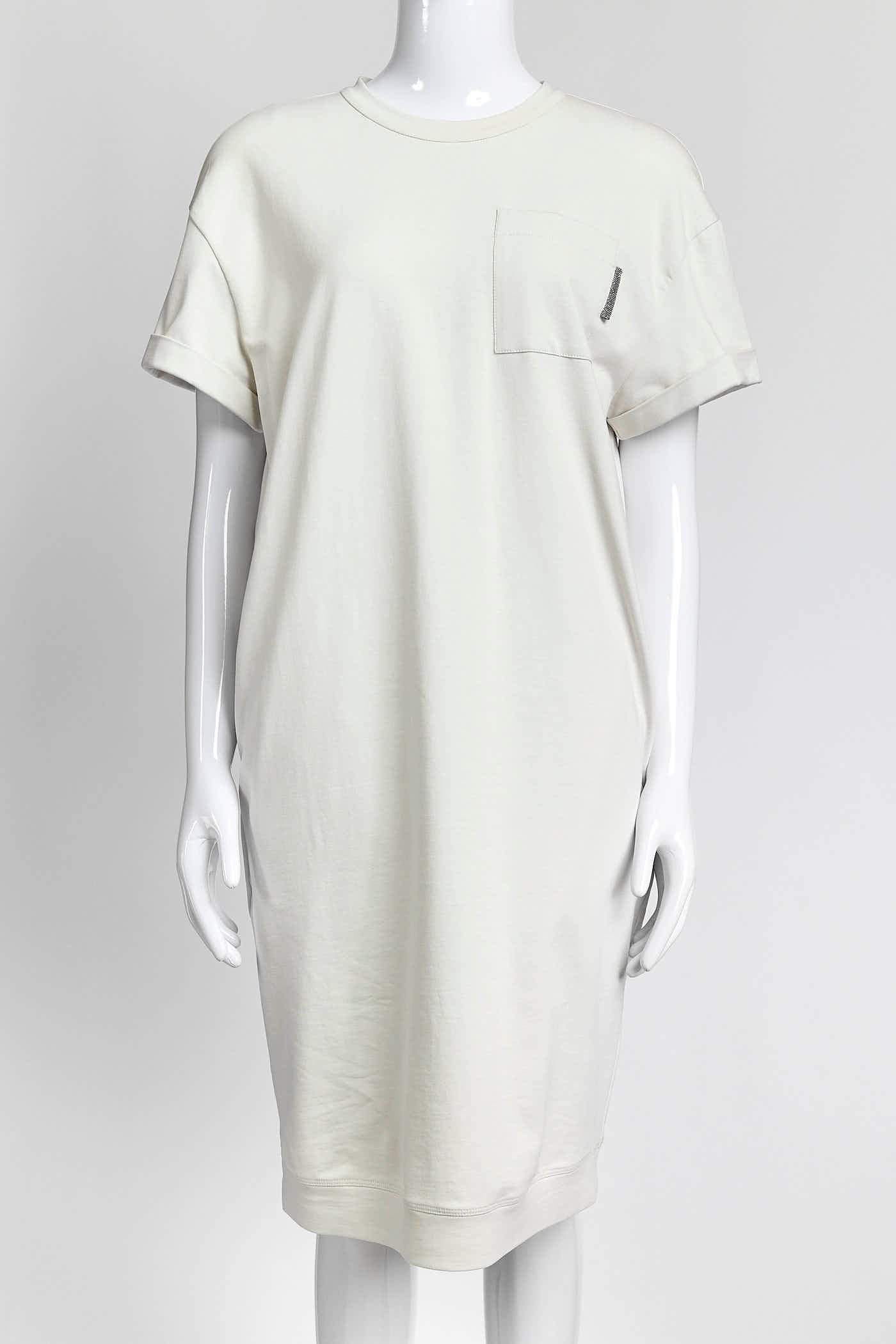 Brunello Cucinelli Cotton Shirt Dress with Monili Detail S