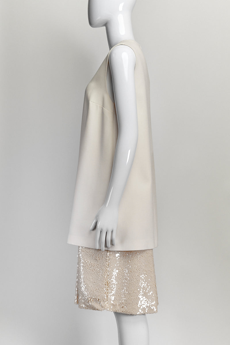 Brunello Cucinelli Cream and Beige Sequin Dress M