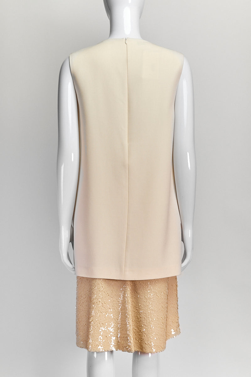 Brunello Cucinelli Cream and Beige Sequin Dress M