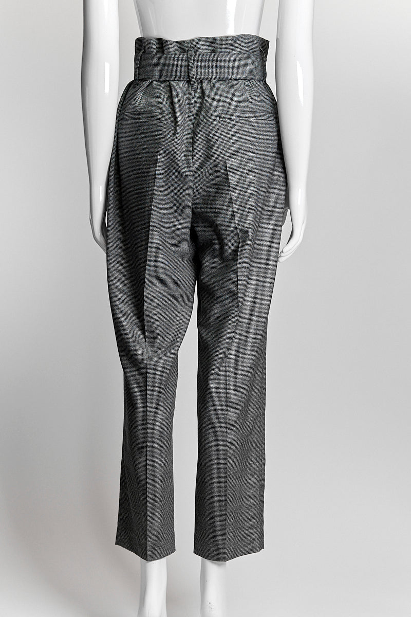 Brunello Cucinelli Grey Houndstooth Wool Trouser with Belt IT42