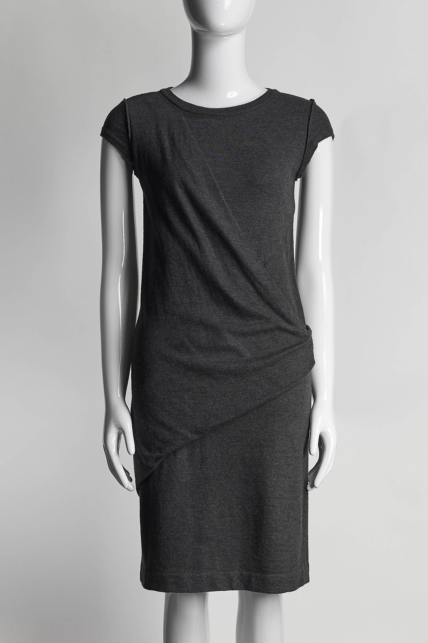 Brunello Cucinelli Grey Wool Mid-Length Dress 38