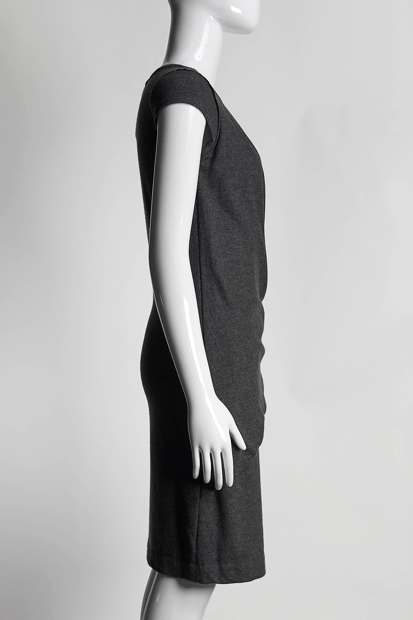 Brunello Cucinelli Grey Wool Mid-Length Dress 38
