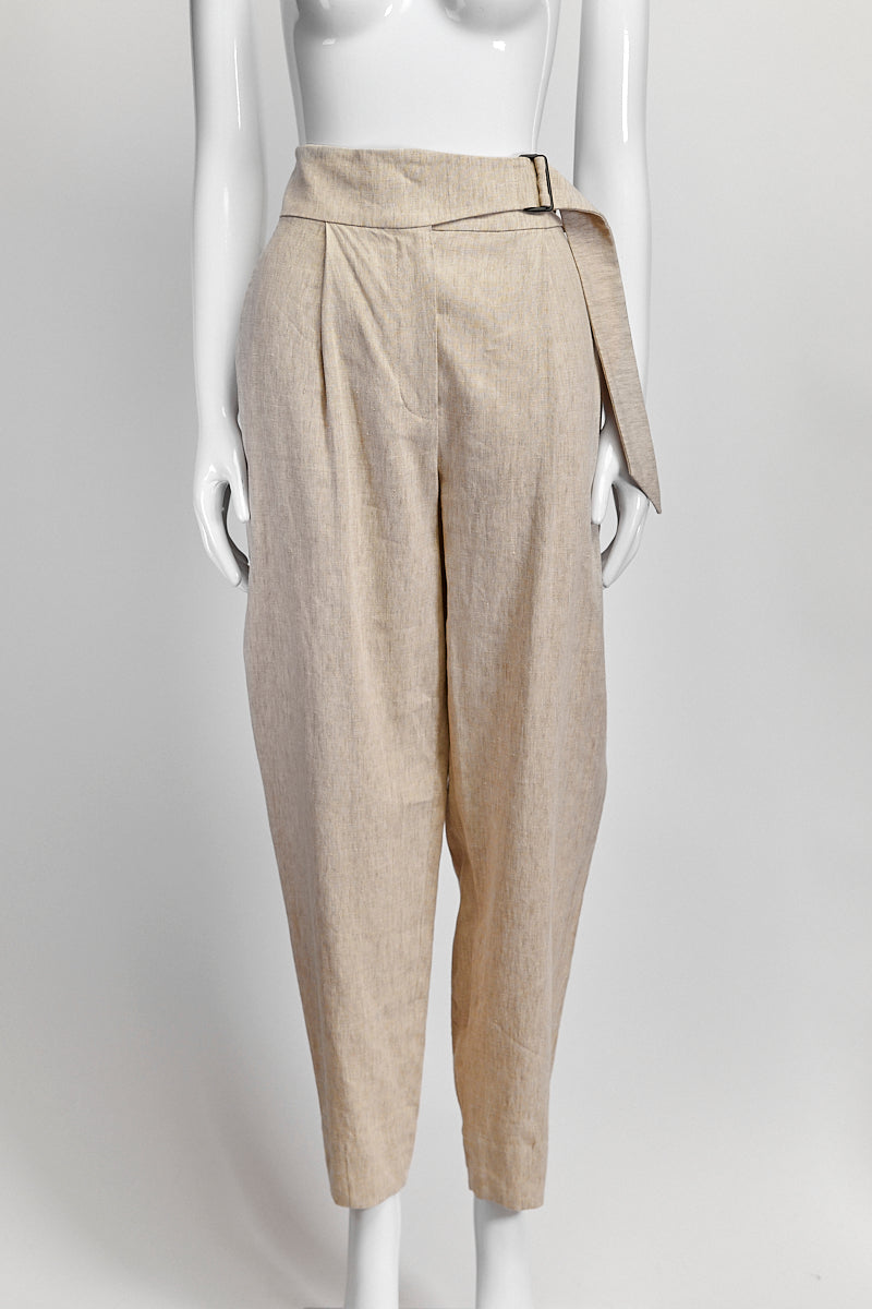 Brunello Cucinelli Linen Belt High Waist Pant IT 42