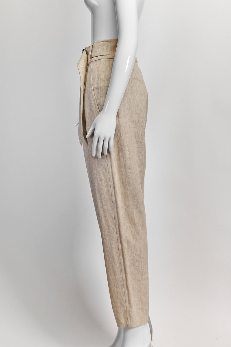 Brunello Cucinelli Linen Belt High Waist Pant IT 42