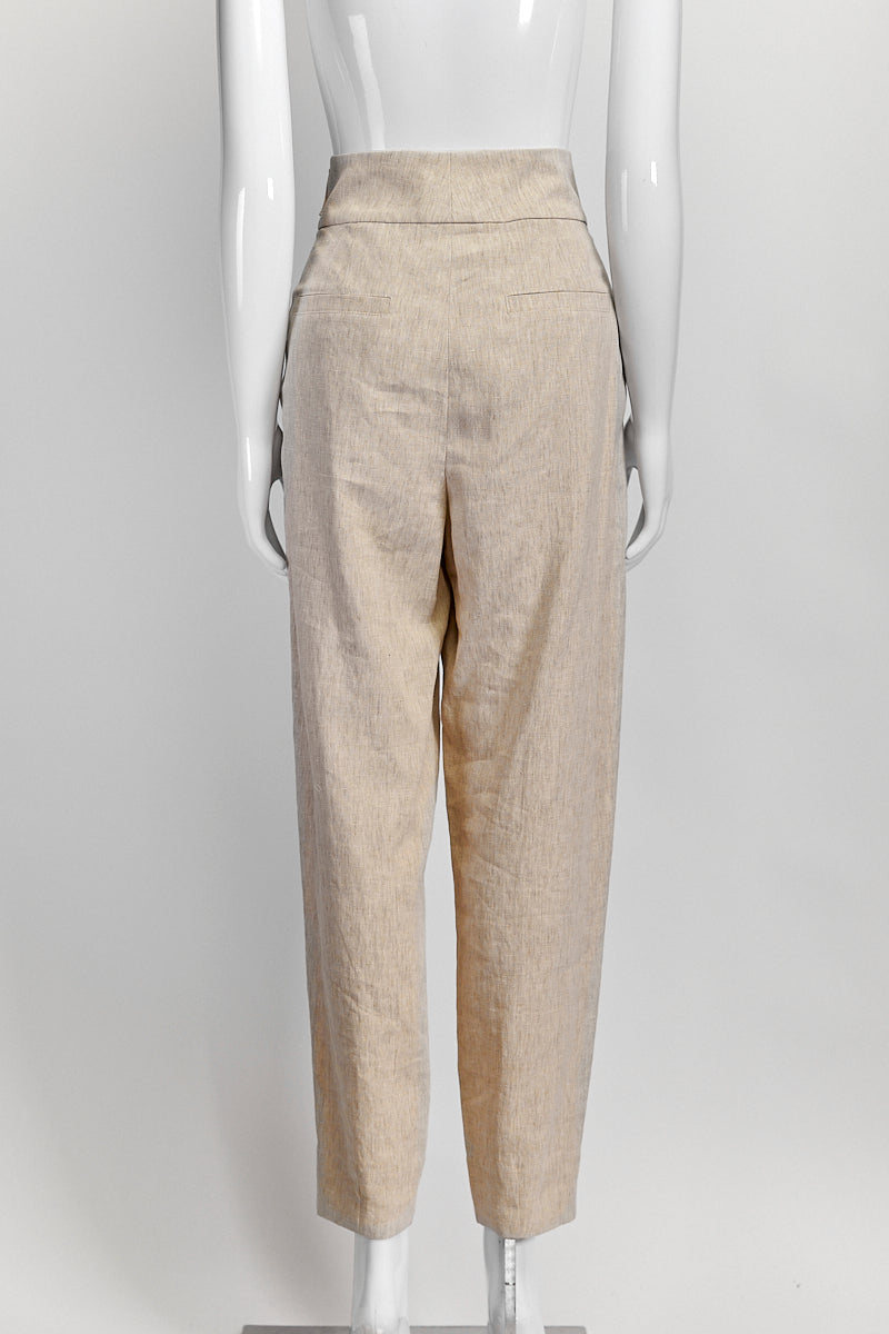 Brunello Cucinelli Linen Belt High Waist Pant IT 42