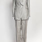 Brunello Cucinelli Silver Glitter Blazer and Pant Set  40