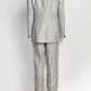 Brunello Cucinelli Silver Glitter Blazer and Pant Set  40