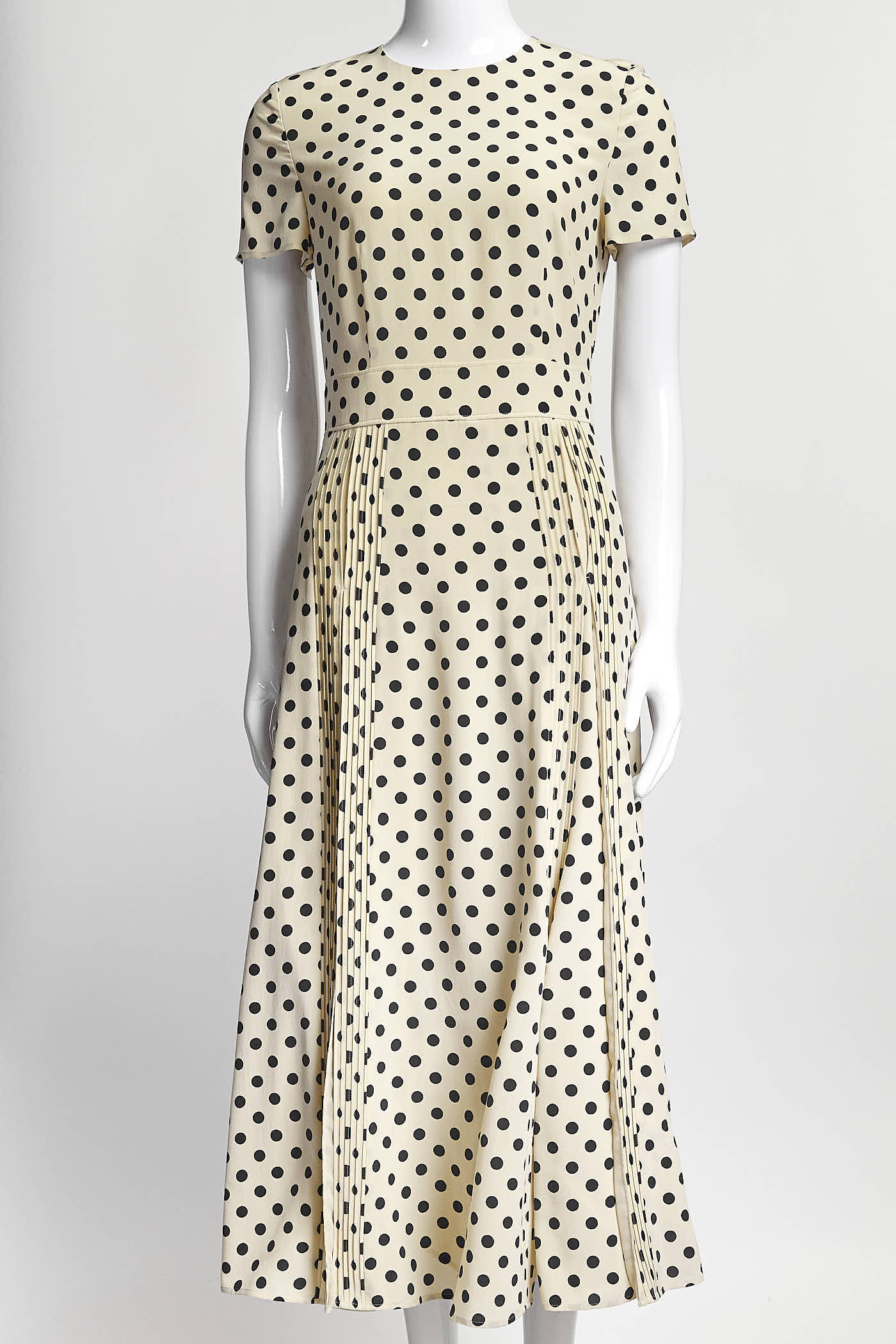 Burberry Beige Navy Polka Dot Silk Dress 2