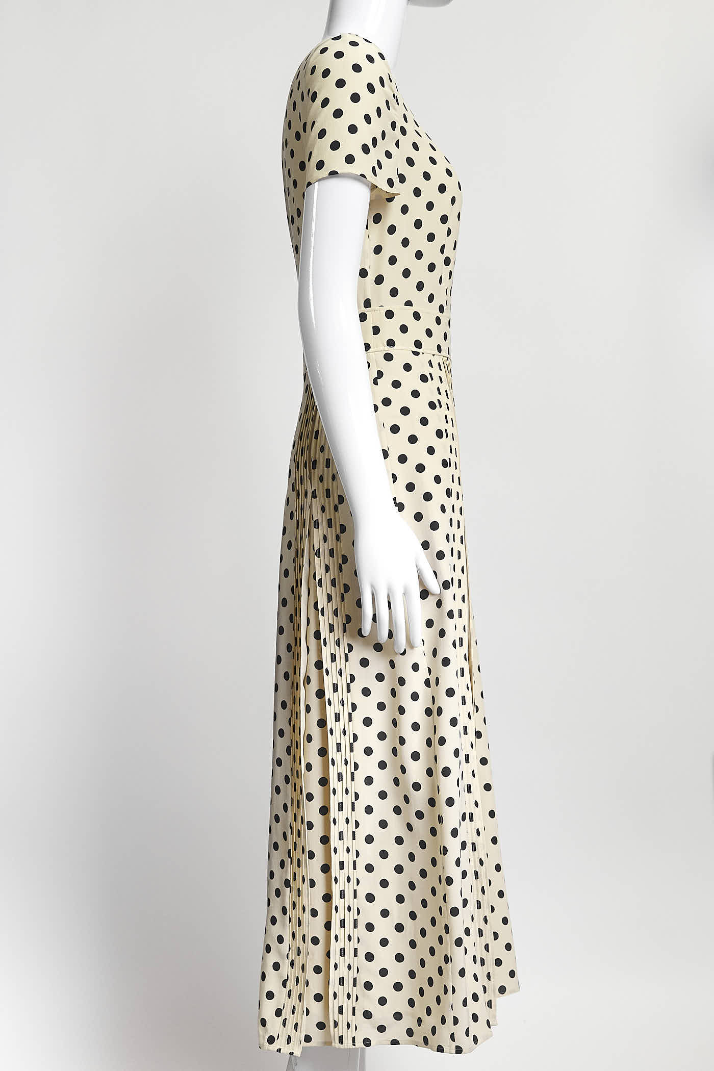 Burberry Beige Navy Polka Dot Silk Dress 2