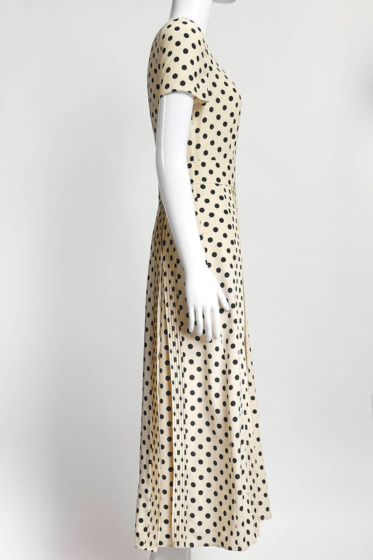 Burberry Beige Navy Polka Dot Silk Dress 2