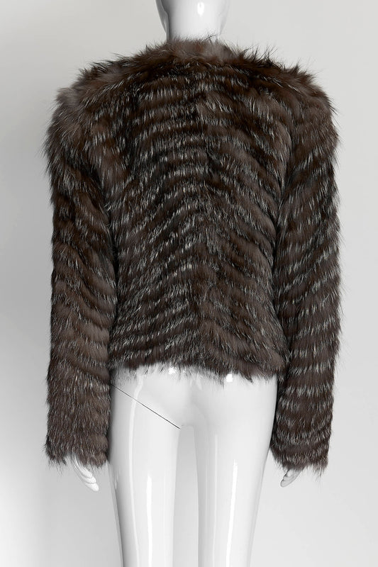 Burberry Silver Fox Fur Jacket 42