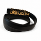 Moschino Black Leather Belt with Gold Logo 40