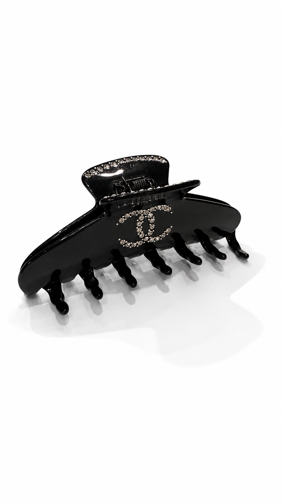 Chanel Black Resin Hair Clip with CC Logo