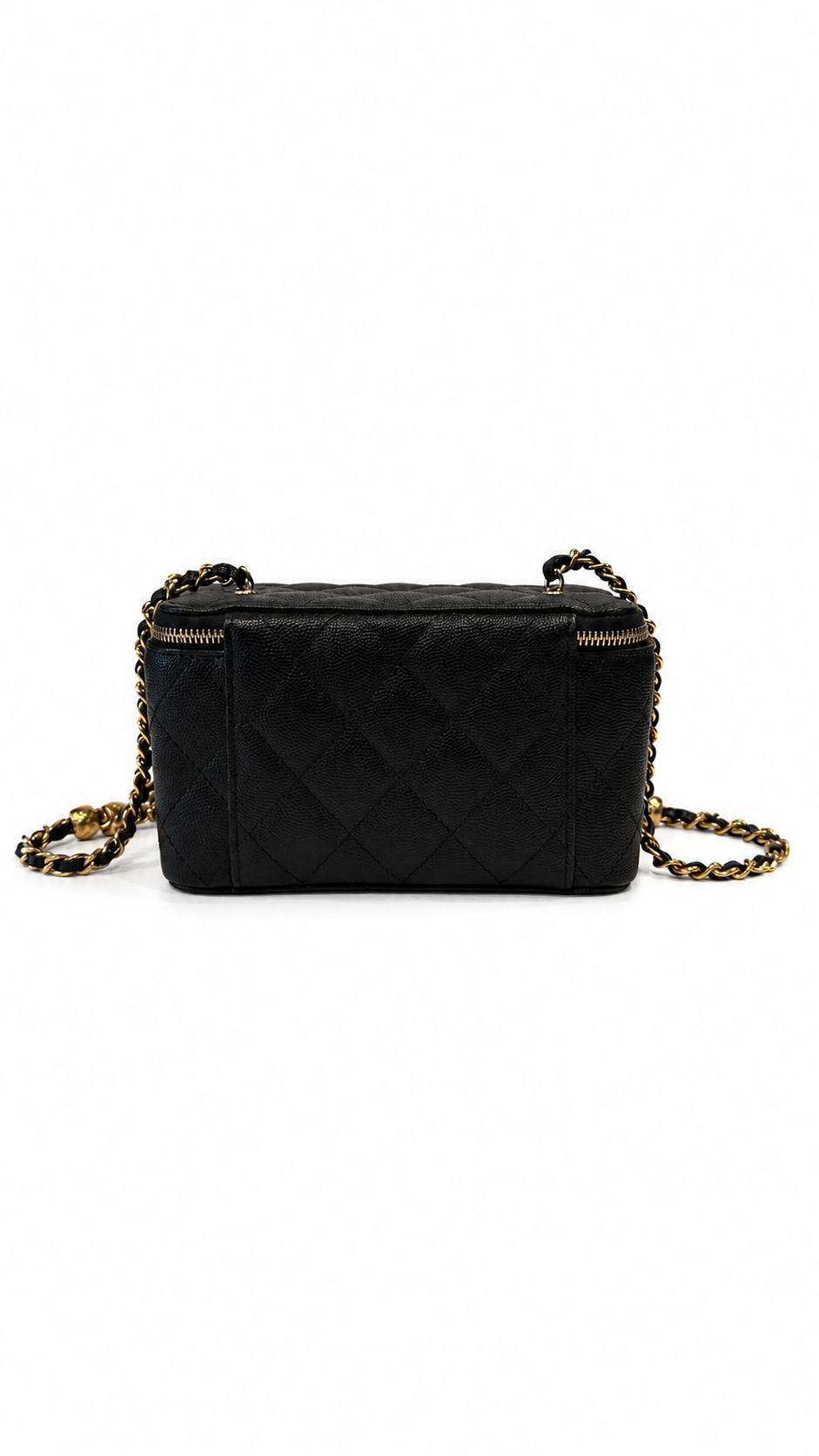 CHANEL VANITY CASE IN BLACK CAVIAR LEATHEER
