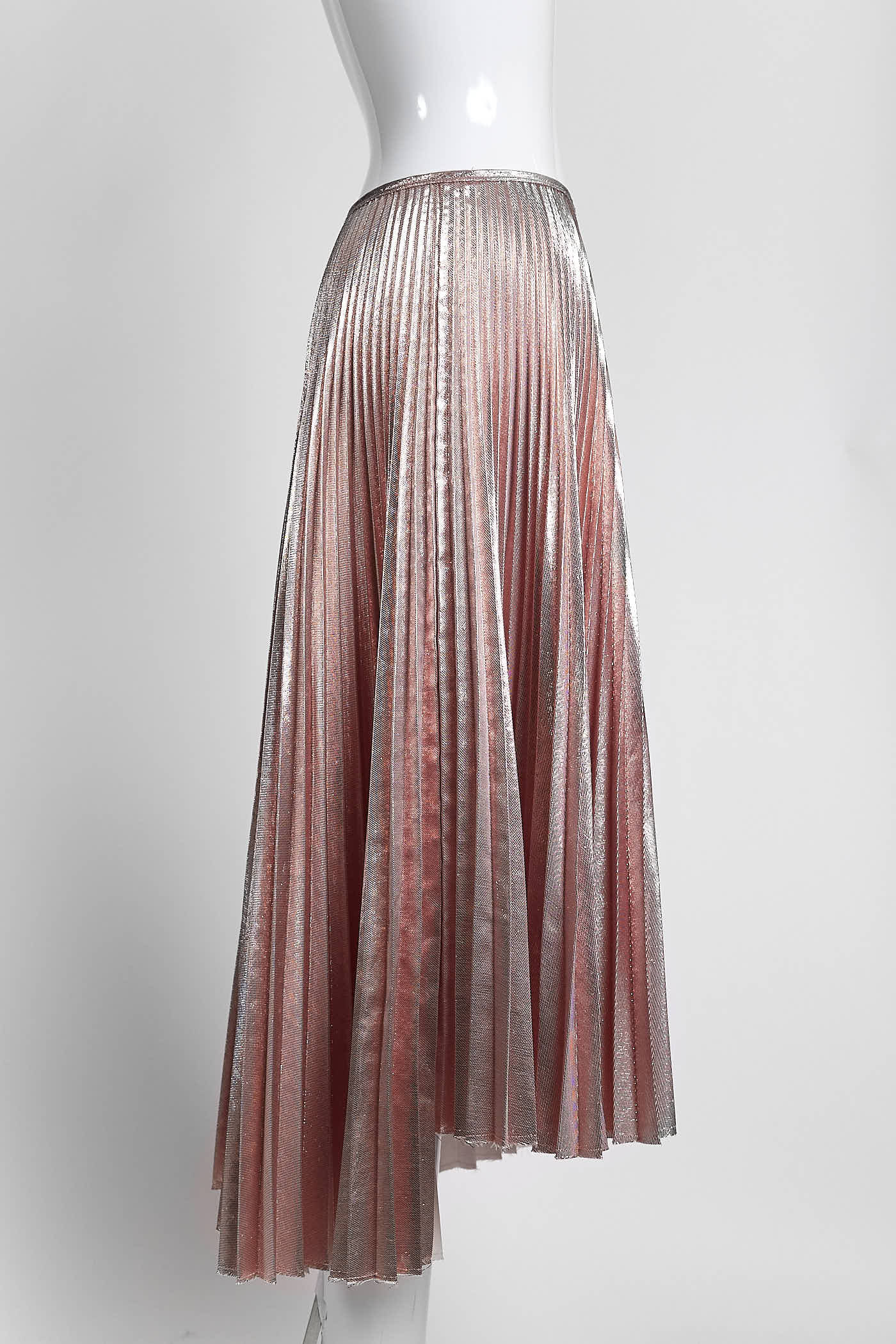CEDRIC CHARLIER Metallic Pink Pleated Skirt 40