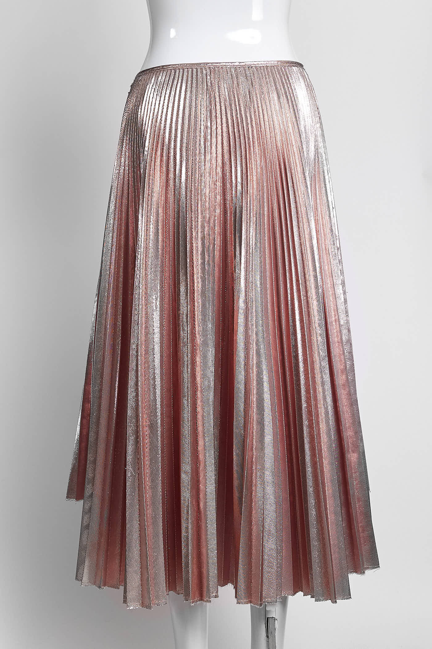 CEDRIC CHARLIER Metallic Pink Pleated Skirt 40
