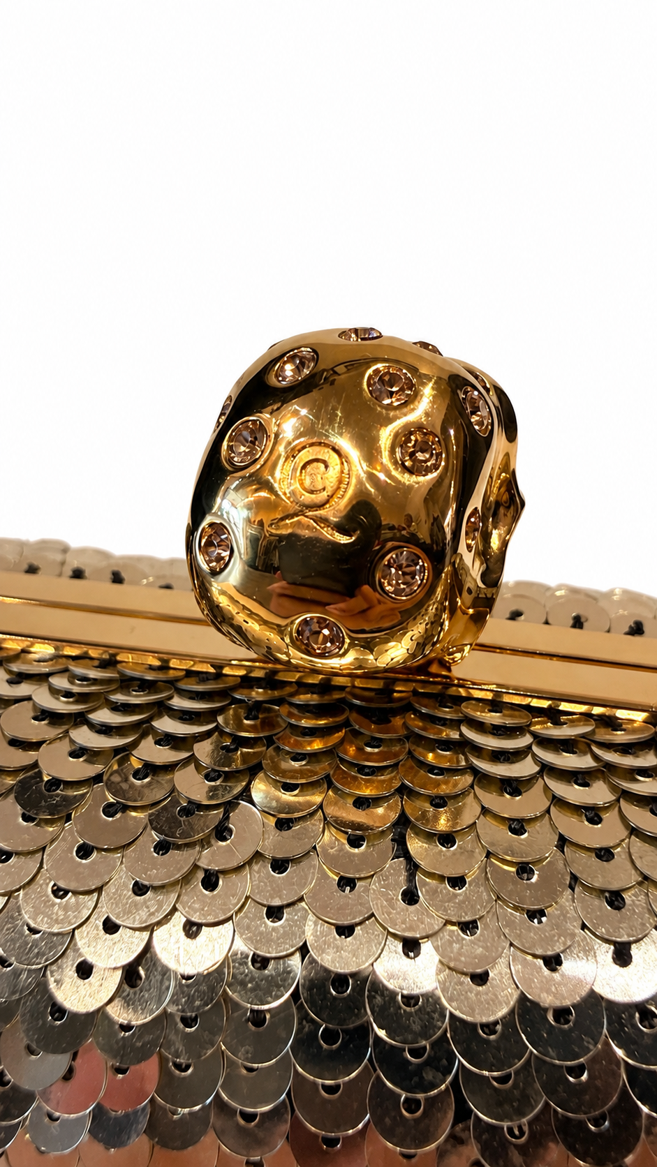 Alexander Mcqueen Gold Sequin and Crystal Skull Clutch